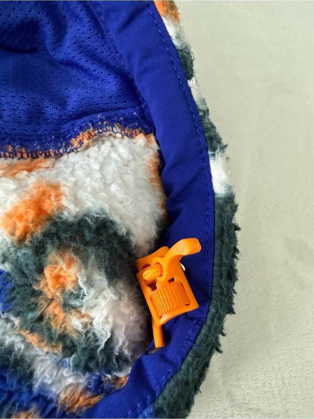 The North Face Men’s Blue, White & Orange Patterned Half-Zip Fleece Hoodie eb2
